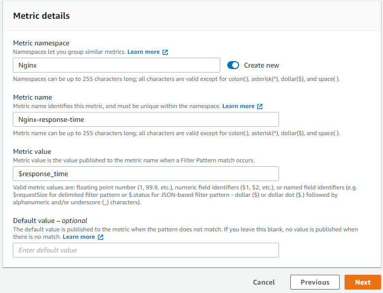 Configure Metric in CloudWatch